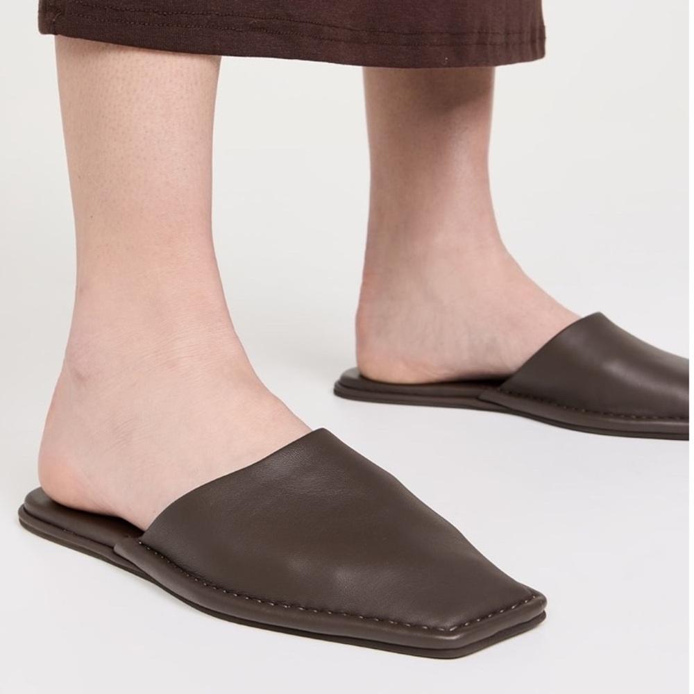 St Agni $295 Soft Square Toe Flat in Chocolate Size 38